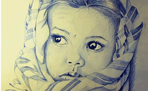 Child wearing a headscarf